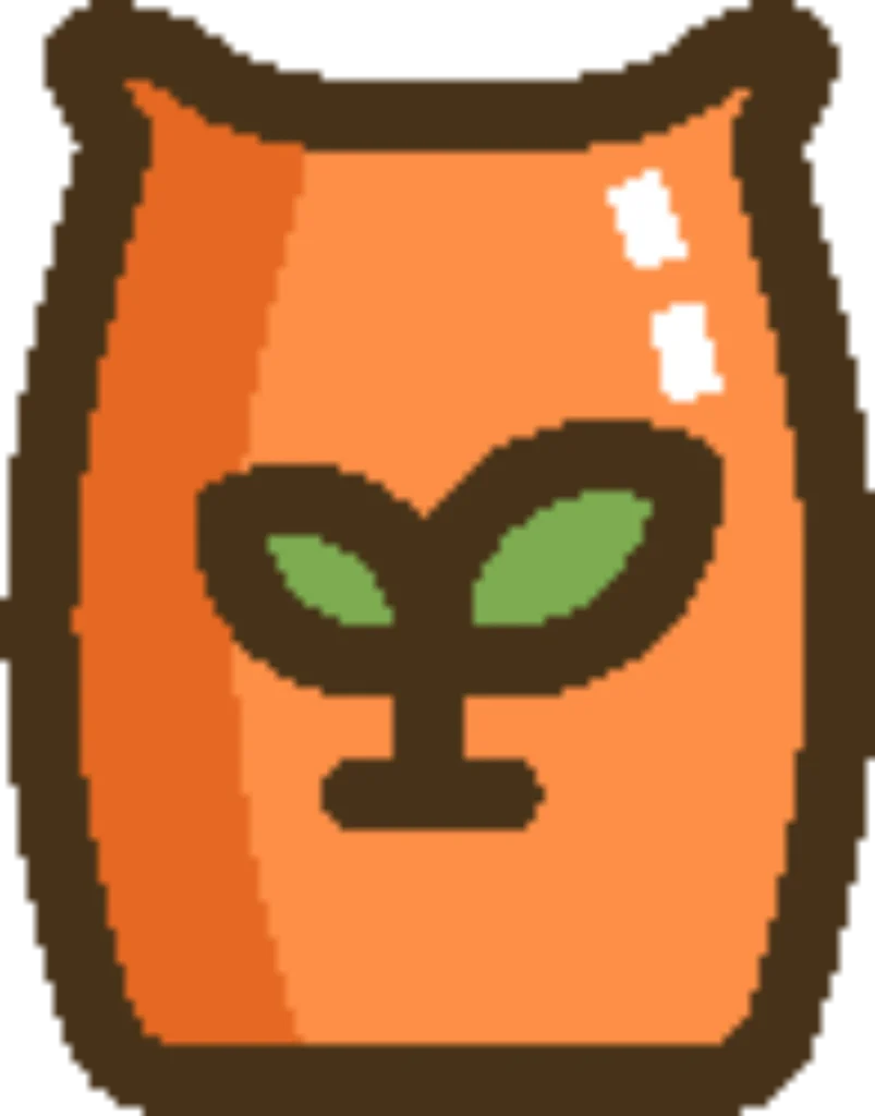 Alien fertilizer bucket face icon with green eyes and dark rim.